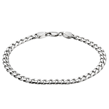 Серебряный мужской браслет, плетение Панцирное, в родии, ширина 4,9 мм