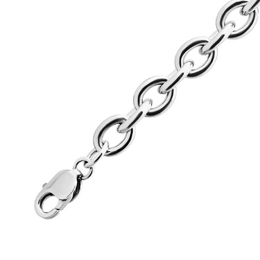 Серебряный мужской браслет, плетение Якорное, в родии, ширина 1 см