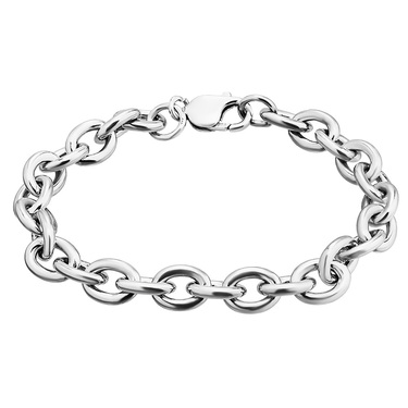 Серебряный мужской браслет, плетение Якорное, в родии, ширина 1 см