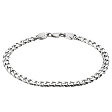 Серебряный мужской браслет, плетение Панцирное, в родии, ширина 5,1 мм