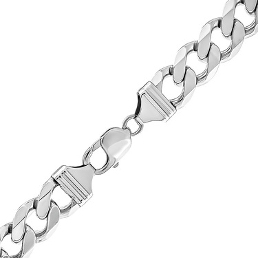 Широкая серебряная мужская цепь, плетение Панцирь, родирование, ширина 1,2 см