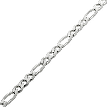 Серебряный мужской браслет, плетение Картье (Фигаро), в родии, ширина 6,3 мм