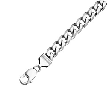 Серебряная мужская цепь, плетение Панцирь, родирование, ширина 0,9 см