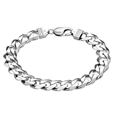 Широкий серебряный мужской браслет, плетение Панцирное, в родии, ширина 1,3 см