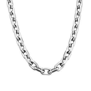 Широкая серебряная мужская цепь, плетение Якорное, родирование, ширина 0,9 см