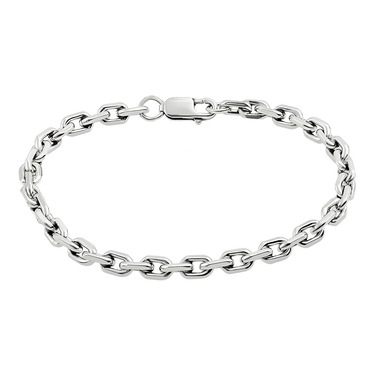 Серебряный мужской браслет, плетение Якорное, в родии, ширина 4,7 мм