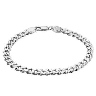 Серебряный мужской браслет, плетение Панцирное, в родии, ширина 5,7 мм