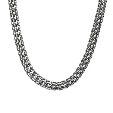 Серебряная мужская цепь, плетение Питон, чернение, ширина 7 мм