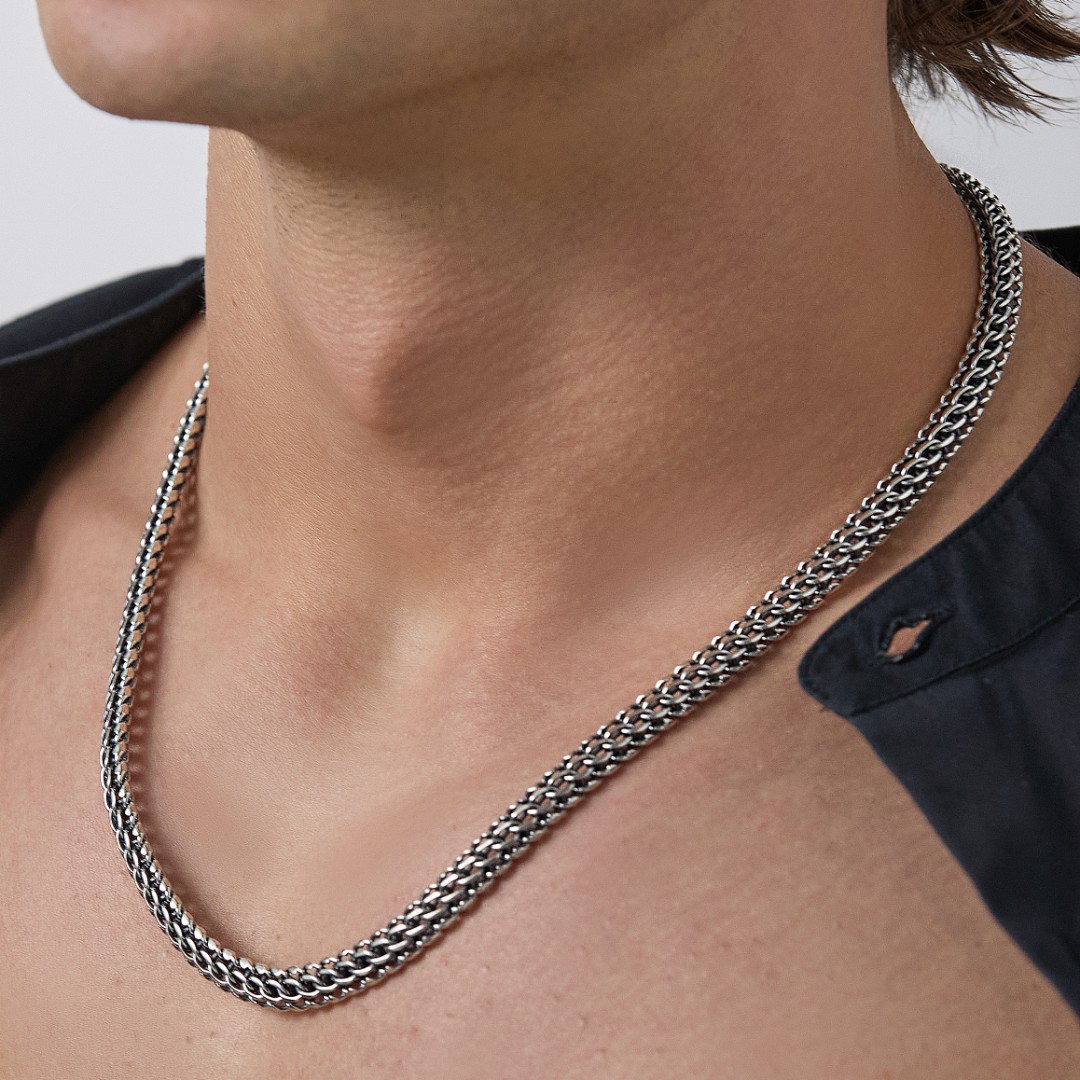 Цепочка на шею,Серебро,с замком Карабинный,РОССИЯ