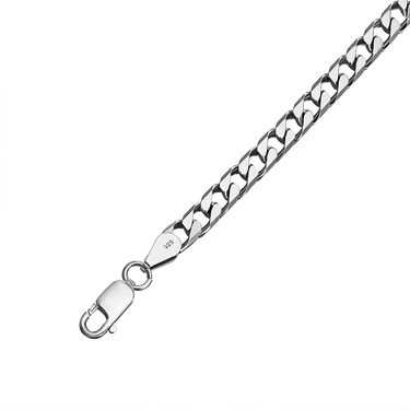 Серебряная мужская цепь, плетение Панцирь, родирование, ширина 4,8 мм