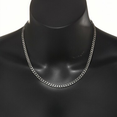 Серебряная мужская цепь, плетение Панцирь, родирование, ширина 4,8 мм