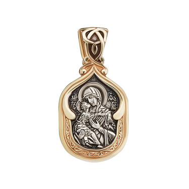Серебряная двусторонняя подвеска-икона 