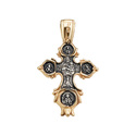 Серебряный двусторонний православный крест с распятием, чернение, позолота Крест,Подвеска,Оберег,Серебро,с вставкой Без вставок,РОССИЯ