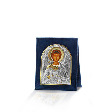 Икона в автомобиль Ангел Хранитель, в бархатном чехле, шелкография, позолота, 7,2х9,3 см