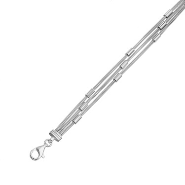 Серебряный женский браслет, плетение Шнурок, ширина 8,1 мм, родирование