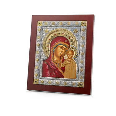 Православная икона Казанской Божией Матери, шелкография, позолота, 21х26 см