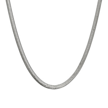 Серебряная женская цепь, плетение Плоский Снейк, ширина 4,3 мм, родирование