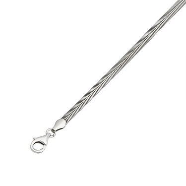 Серебряная женская цепь, плетение Плоский Снейк, ширина 4,3 мм, родирование