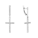 Серьги,Серебро,с вставкой Фианит Белая цвета,с замком Английский,РОССИЯ