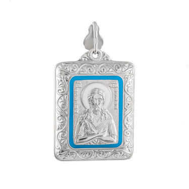 Серебряная подвеска иконка св.Алексей в рамке