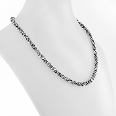 Серебряная женская цепочка, плетение Попкорн, ширина 6 мм, родирование