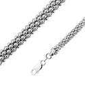 Серебряная женская цепочка, плетение Попкорн, ширина 6,8 мм, родирование Цепочка на шею,Серебро,с замком Карабинный,ИТАЛИЯ