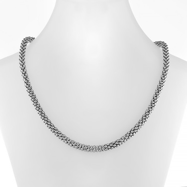 Серебряная женская цепочка, плетение Попкорн, ширина 6,8 мм, родирование