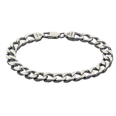 Серебряный мужской браслет, плетение квадратный Панцирь, палладированный, ширина 0,8 см