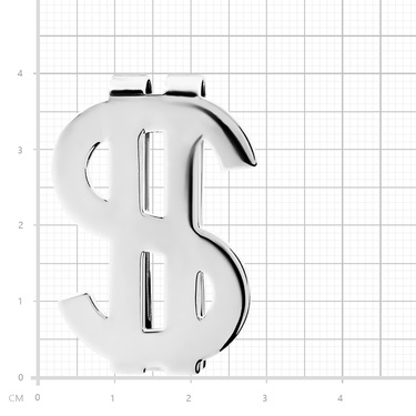 Серебряный зажим для денег / купюр / Знак Доллара, родирование