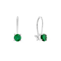 Серьги,Серебро,с вставкой Цирконий кубический Зеленая цвета,с замком Петля,Французский,РОССИЯ
