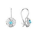 Серебряные детские серьги  Серьги,Серебро,с вставкой Цирконий кубический Голубая цвета,с замком Петля,Французский,РОССИЯ