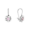 Серьги,Серебро,с вставкой Цирконий кубический Розовый цвета,с замком Петля,Французский,РОССИЯ