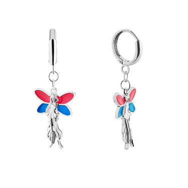 Серебряные детские сережки кольца с подвеской 