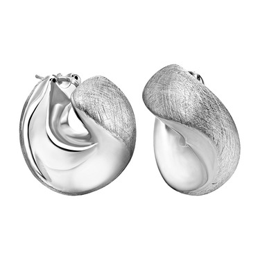 Серебряные серьги матированные, покрытие родий