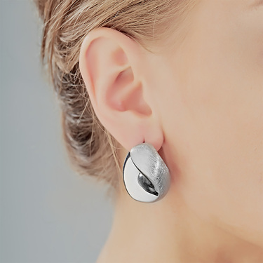 Серебряные серьги матированные, покрытие родий