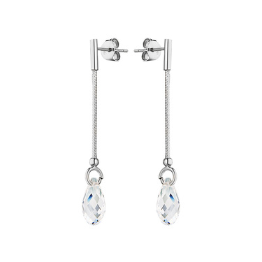 Серебряные серьги с прозрачными кристаллами Сваровски 