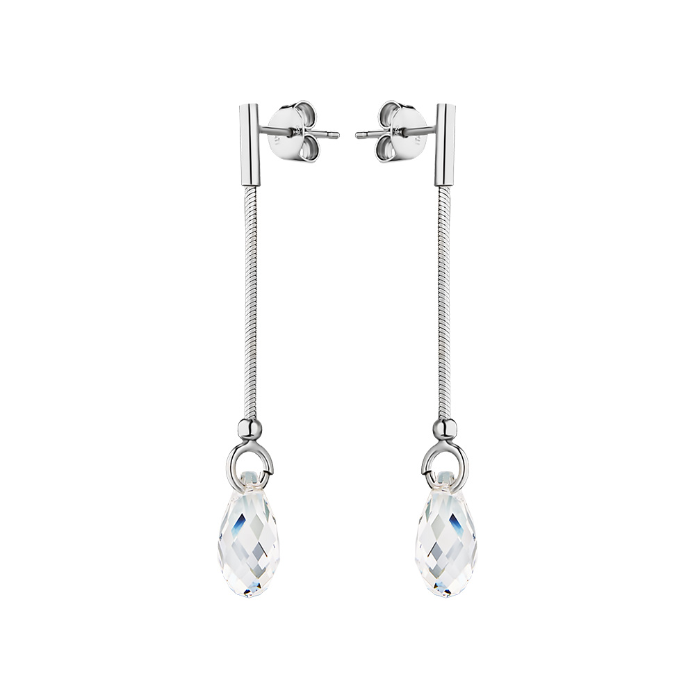 Серьги,Серебро,с вставкой Кристалл Сваровски Белая цвета,с замком Пусет,ИТАЛИЯ