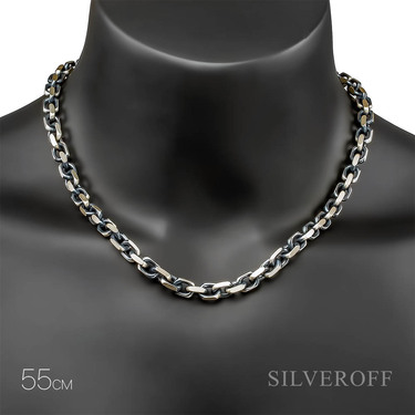 Серебряная цепь, плетение Якорь, палладирование, ширина 6 мм