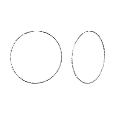 Большие серебряные серьги Кольца / Конго / Круглые с алмазной гранью, диаметр 8 см, родирование