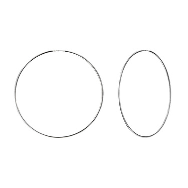 Серебряные классические гладкие серьги Кольца / Конго / Круглые, покрытие родий, диаметр 9,5 см