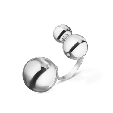 Серебряное женское кольцо Шары / Разъемное / Регулируемое / Не замкнутое / Безразмерное, родий
