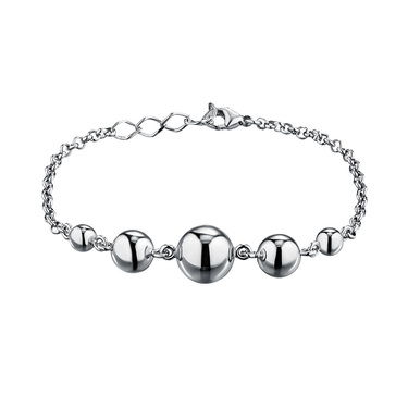 Серебряный женский браслет с шариками, ширина 1,2 см, родирование