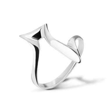 Серебряное женское геометричное кольцо, родий