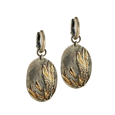 Серебряные серьги кольца с подвеской 