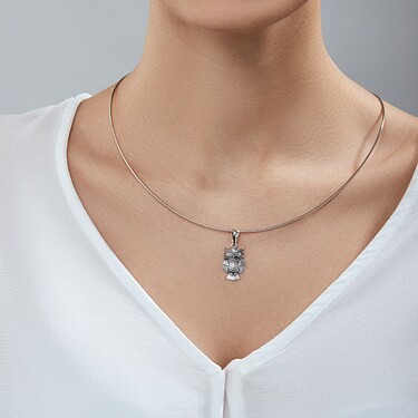 Серебряная подвеска Сова малая, чернение