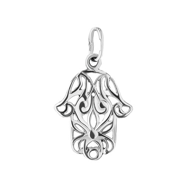 Серебряная подвеска Хамса (Рука Фатимы), родирование