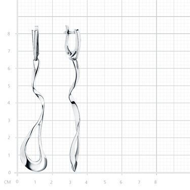 Серебряные длинные геометричные серьги, покрытие родием