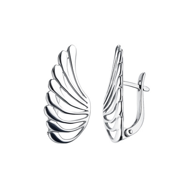 Серебряные серьги "Крылья Ангела", покрытие родий