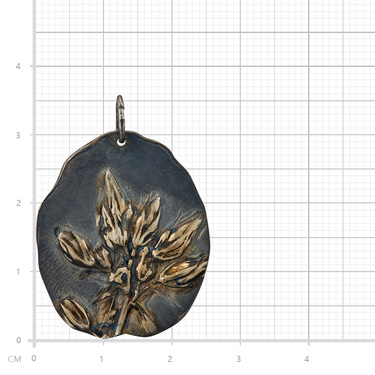 Серебряная подвеска с оттиском растений, чернение с позолотой