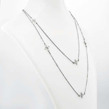 Серебряное утонченное женское колье-цепочка Лилия, родирование